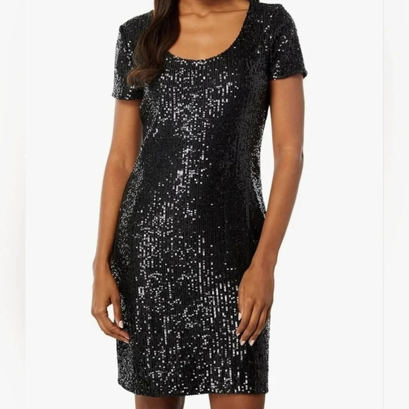 Marina Dark Purple Sequined Mini Cocktail Dress, Stretchy, Size 10, EUC! - Picture 6 of 10